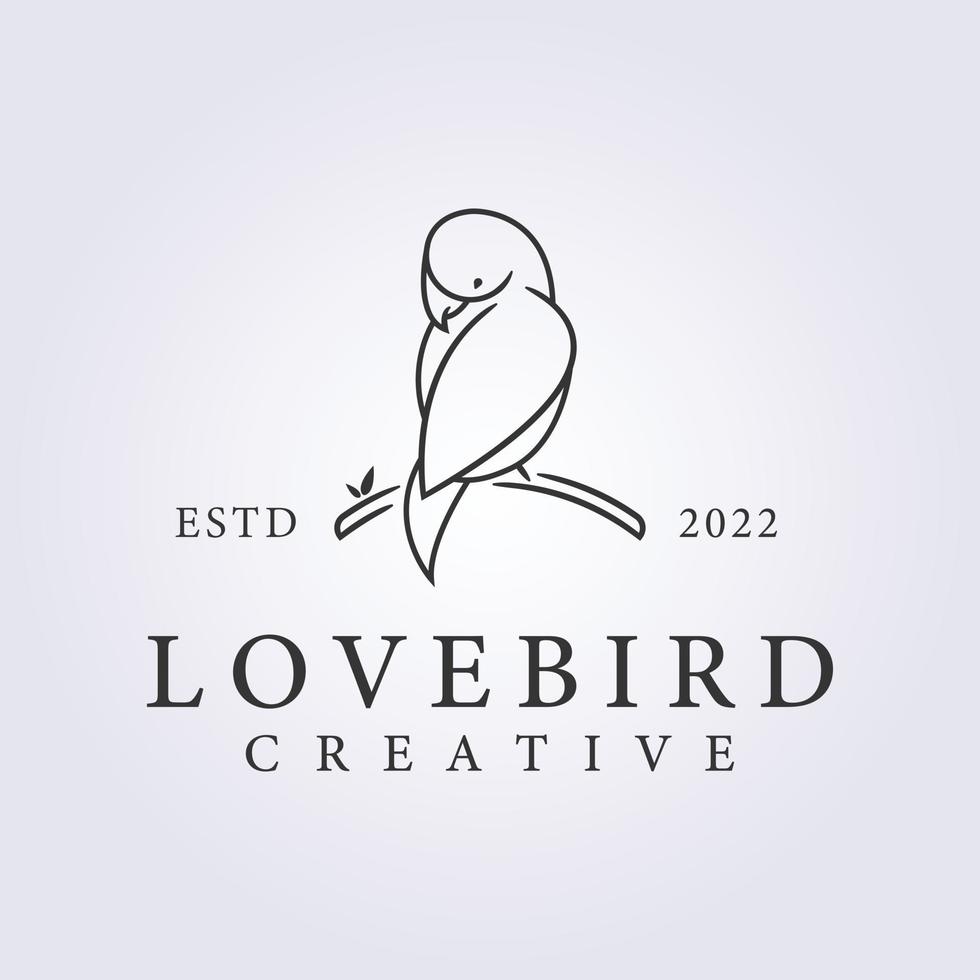 simple lovebird line art logo vector illustration design