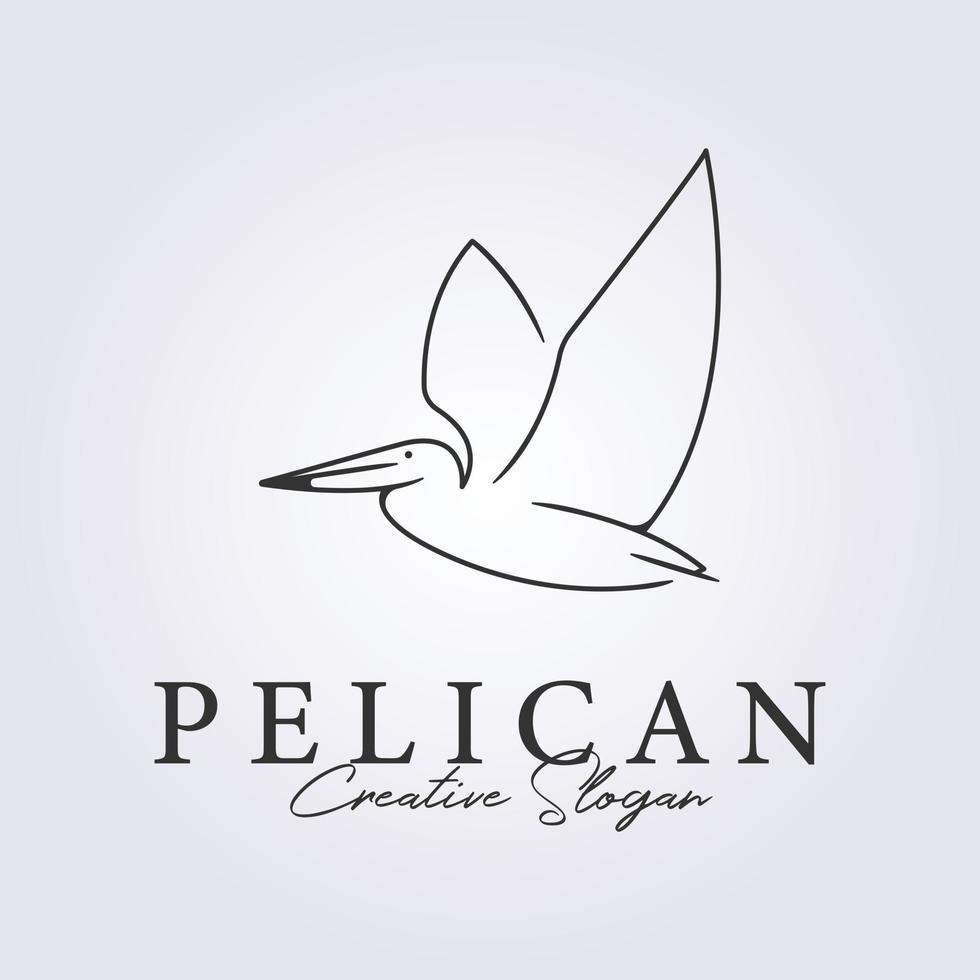 pájaro pelícano volador en el diseño de ilustración vectorial del logotipo de estilo de arte en línea, logotipo pelícano simple y moderno vector