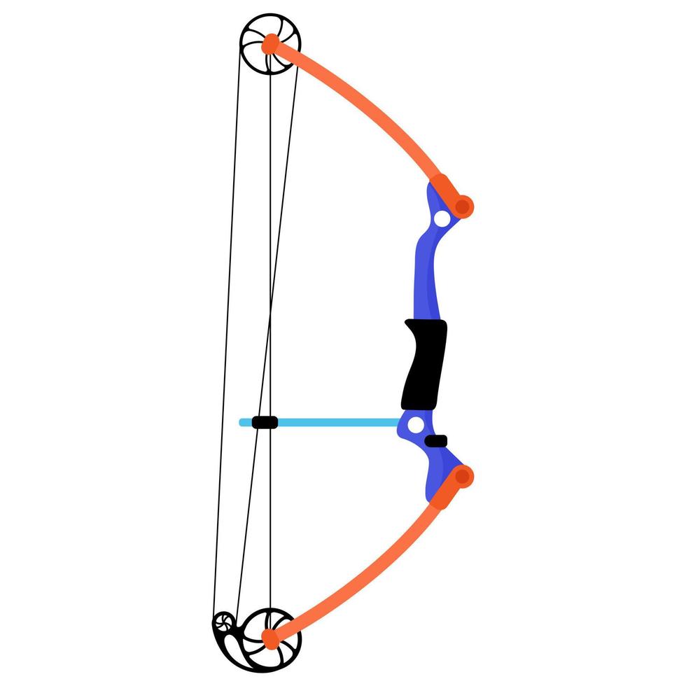 Compound bow for shooting. Archery sport equipment. Summer games. vector