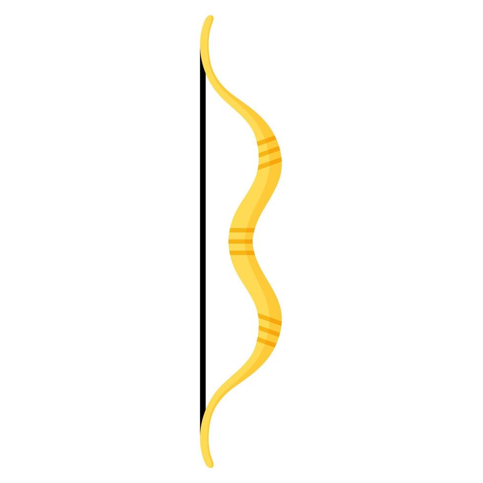Yellow Mongolian bow for shooting. Archery sport equipment. Summer games. vector