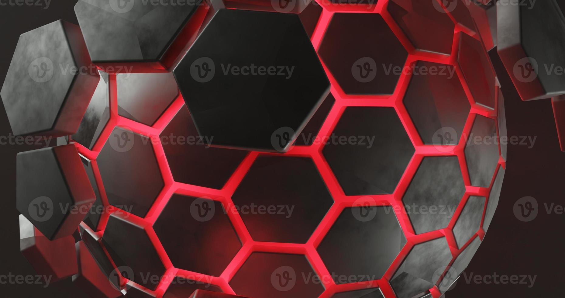 Abstract background using red black hexagon shape pattern like a honeycomb, there is space on the left, 3d rendering and 4K size, photo