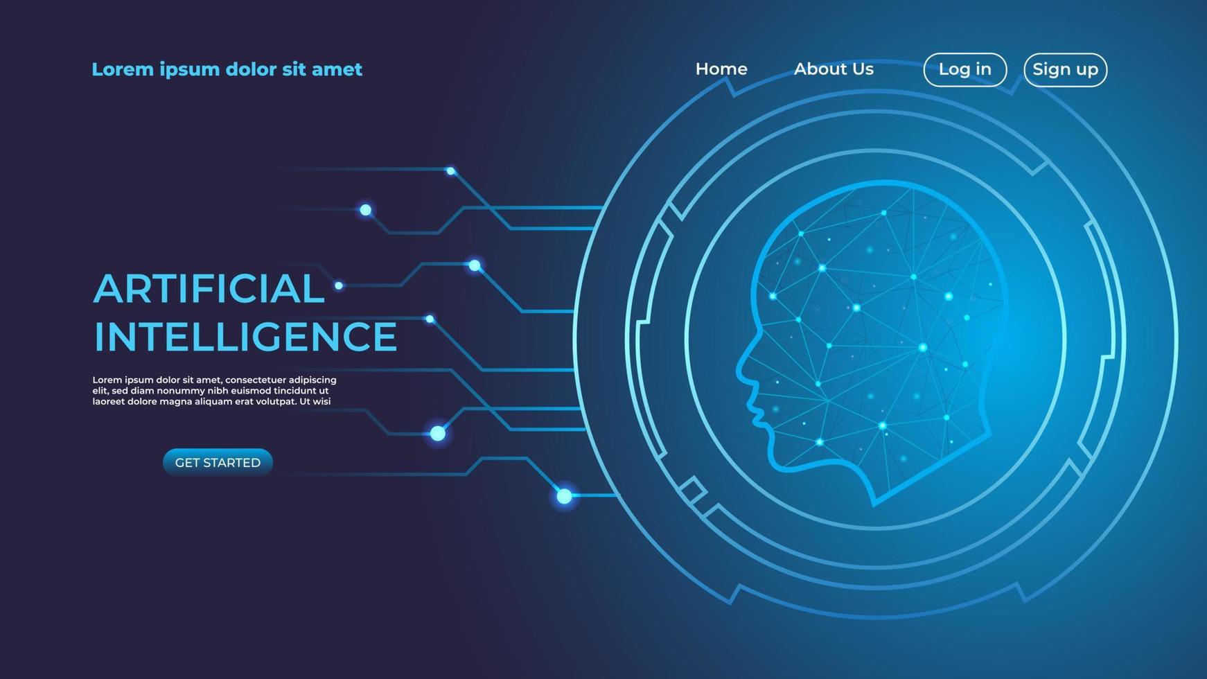 Artificial Intelligence Landing Page Background. vector