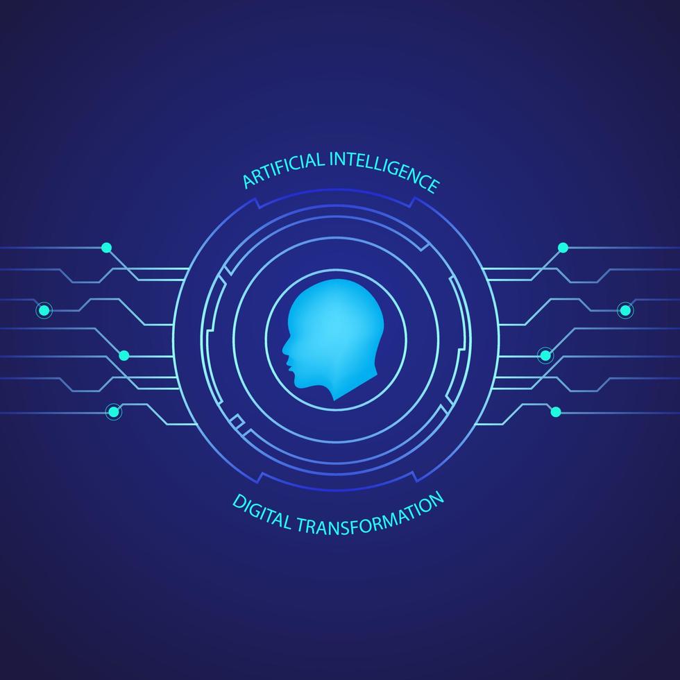 fondo de inteligencia artificial de tecnología de rostro humano vector