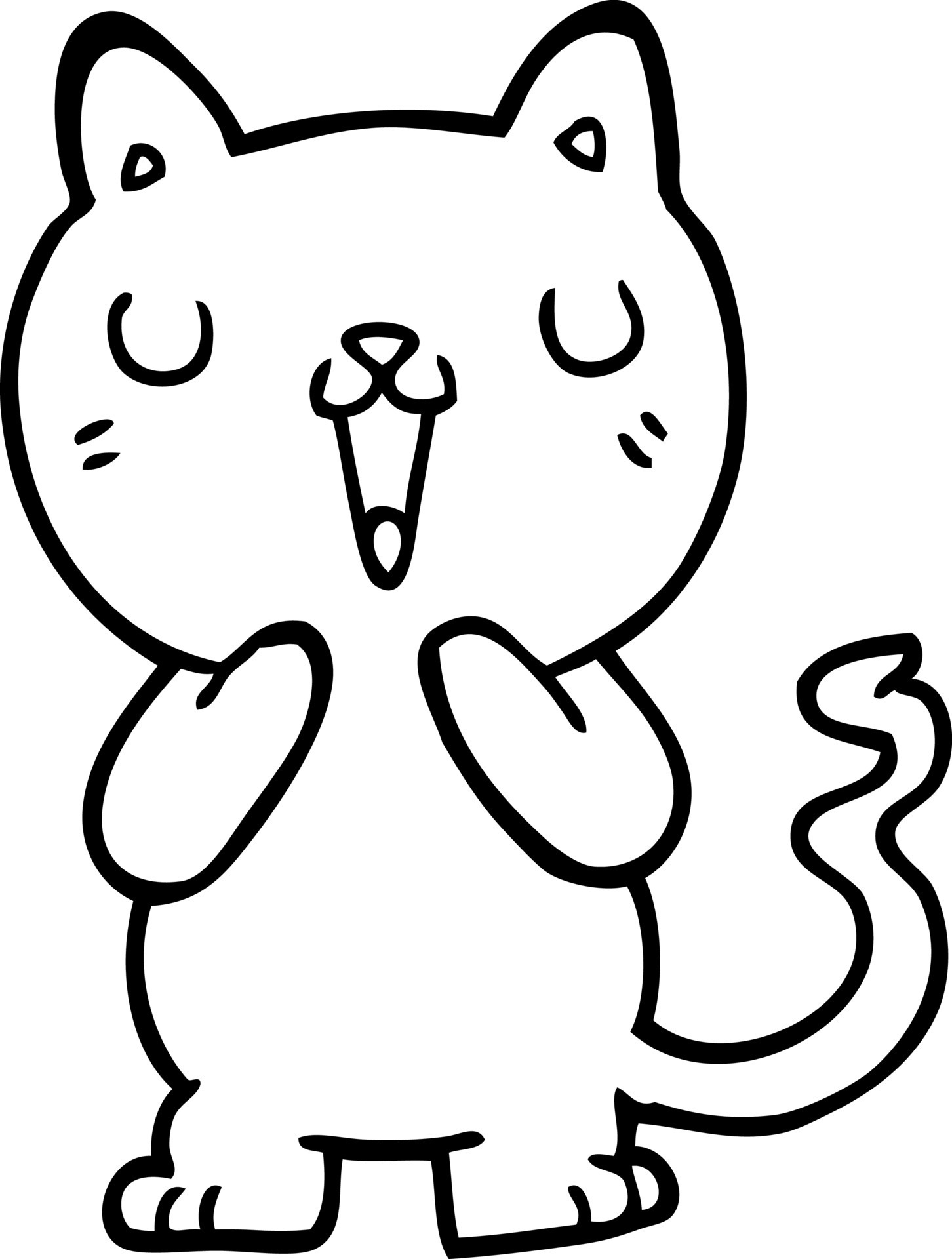 line drawing cartoon cat 12890996 Vector Art at Vecteezy
