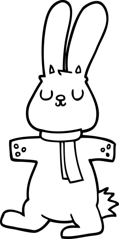 line drawing cartoon rabbit vector