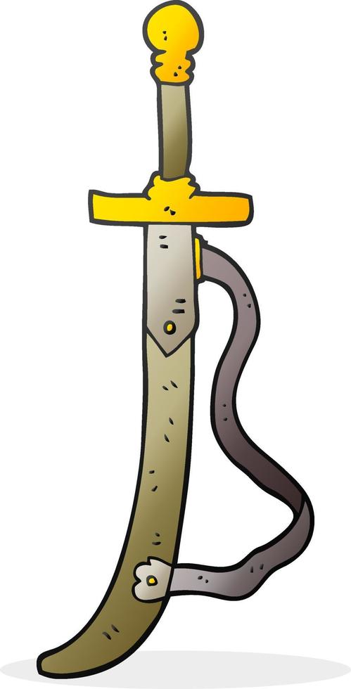 doodle character cartoon sword vector