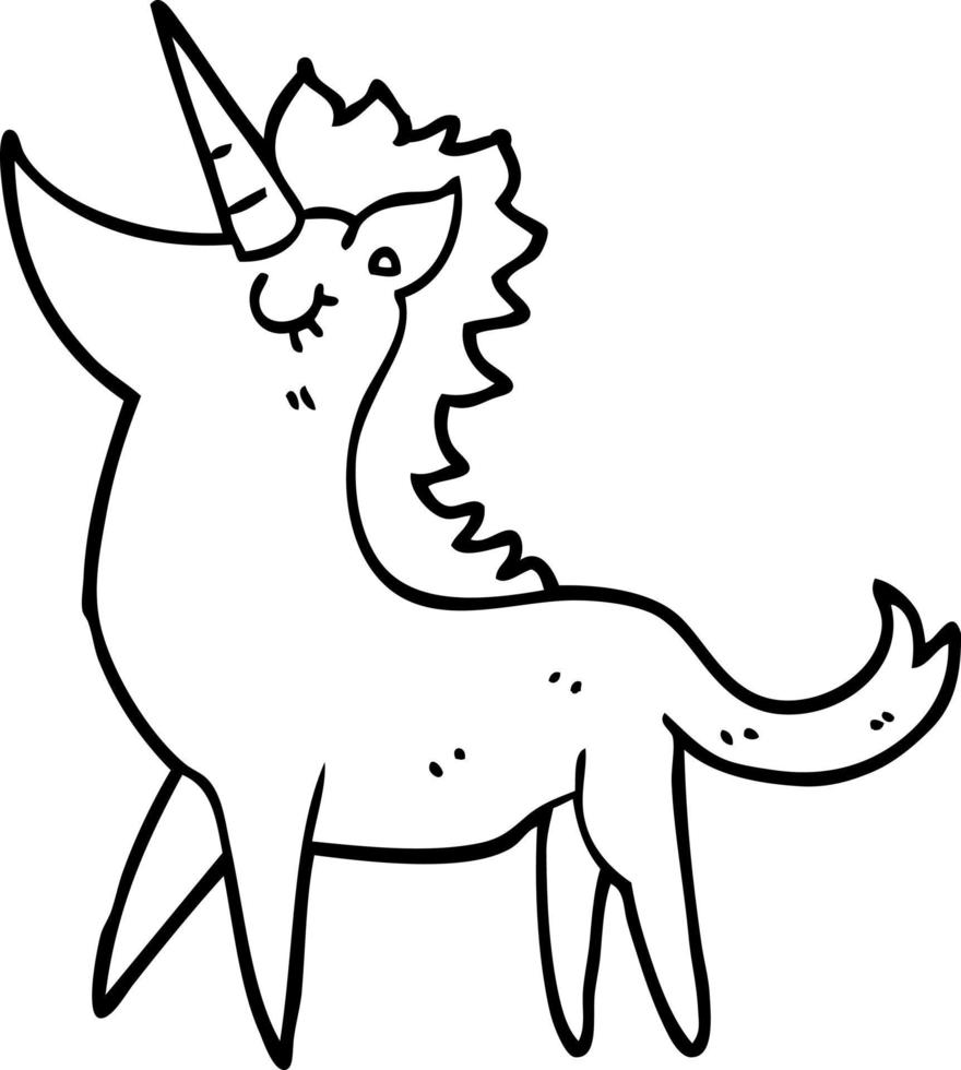 line drawing cartoon unicorn vector