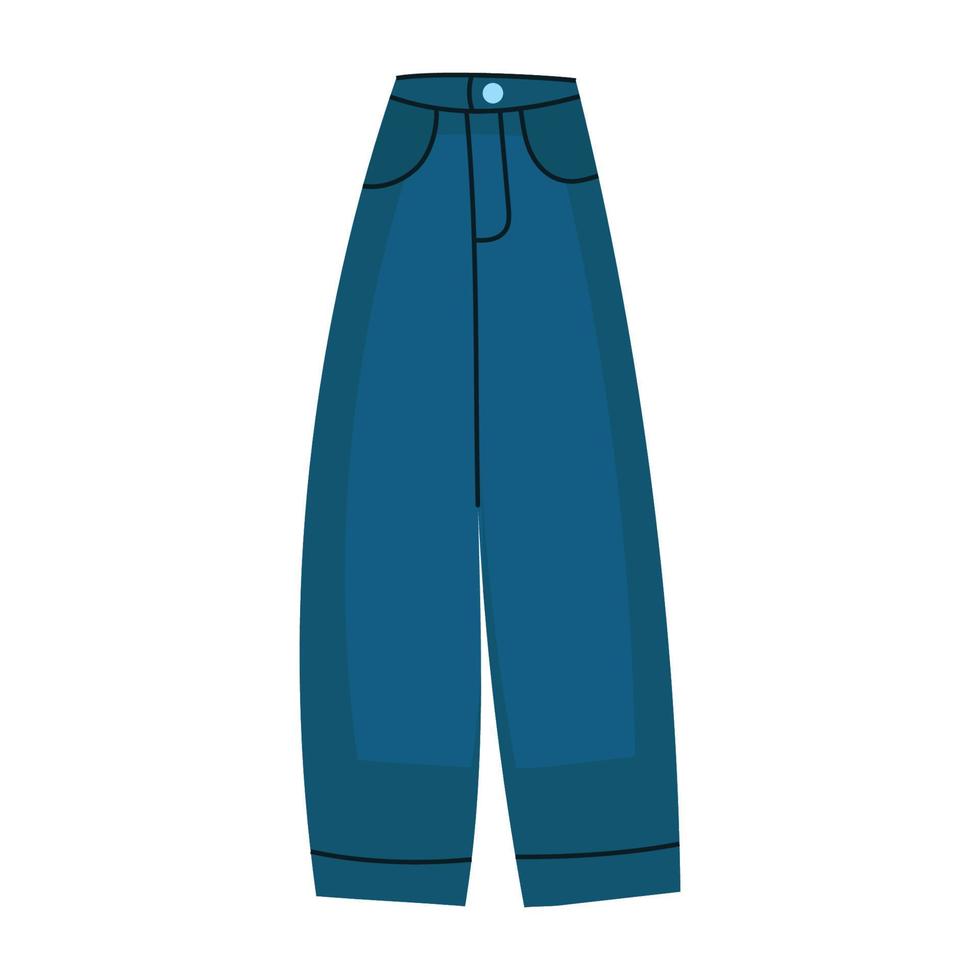 pantalones de mezclilla vaqueros. ropa de moda para mujer. pantalones casuales de fábrica de prendas de vestir y atuendos textiles azules con parches y bolsillo. concepto de ilustración de vector de moda