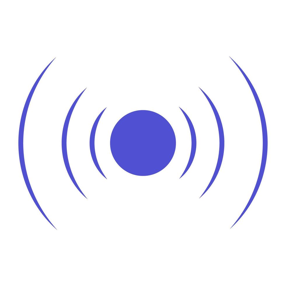 Echo sonar waves. Blue radar symbol on sea and ultrasonic signal