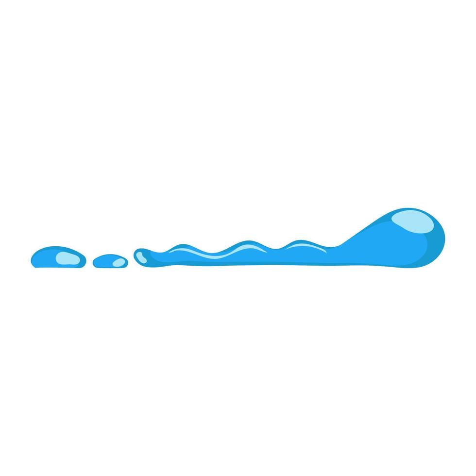 Cartoon blue dripping water drop and liquid icon. Shape water is splashing, flowing and water droplet. Clean and fresh aqua and wet bubble. Flowing dew vector illustration