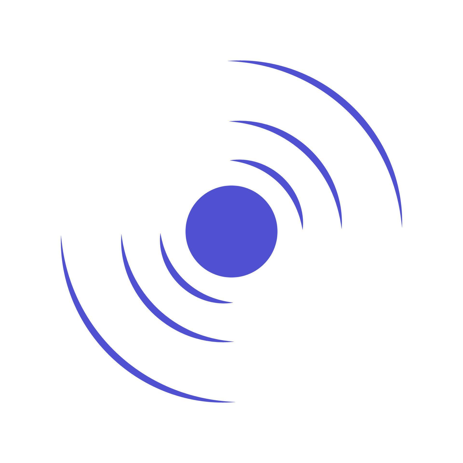 Echo sonar waves. Blue radar symbol on sea and ultrasonic signal