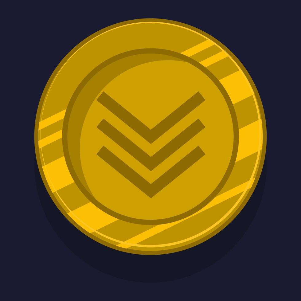 Game achievement badge or rank icon cartoon. Gold award or medal reward. Level up coin with star and element for ui asset. Trophy symbol vector illustration