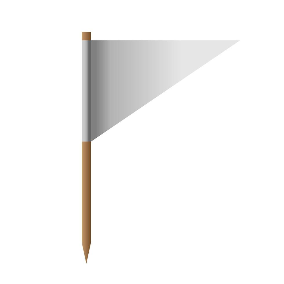 bandera blanca realista aislada en el fondo. poste en blanco del pilar 3d. Icono de elemento de asta de bandera e ilustración de vector de concepto de diseño suave.