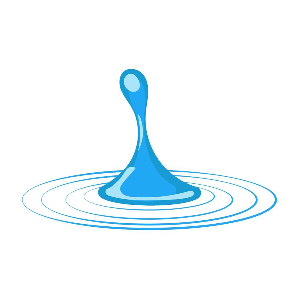Cartoon blue dripping water drop and liquid icon. Shape water is splashing, flowing and water droplet. Clean and fresh aqua and wet bubble. Flowing dew vector illustration