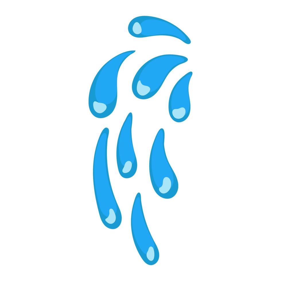 Cartoon blue dripping water drop and liquid icon. Shape water is splashing, flowing and water droplet. Clean and fresh aqua and wet bubble. Flowing dew vector illustration