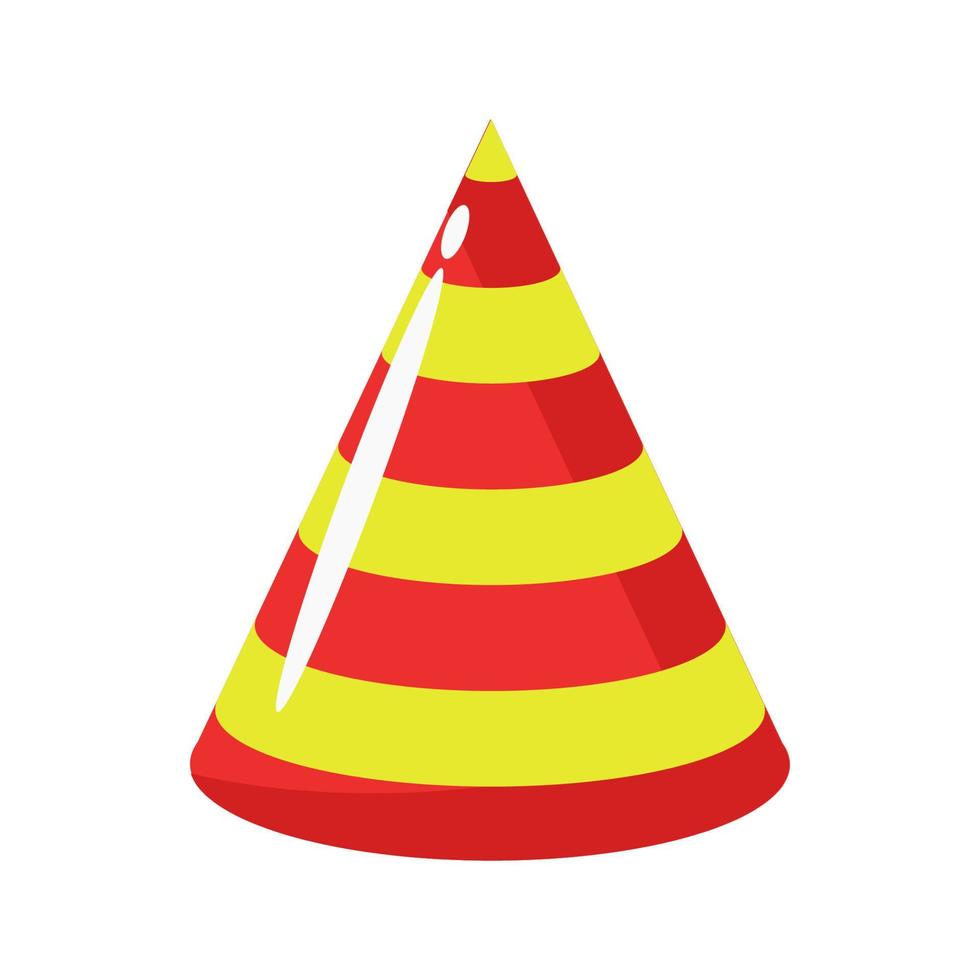 sombrero de cumpleaños icono de vacaciones de tapa de papel aislado sobre fondo blanco y celebración de fiestas. divertido objeto colorido para carnaval y accesorio sorpresa en forma de cono ilustración vectorial vector