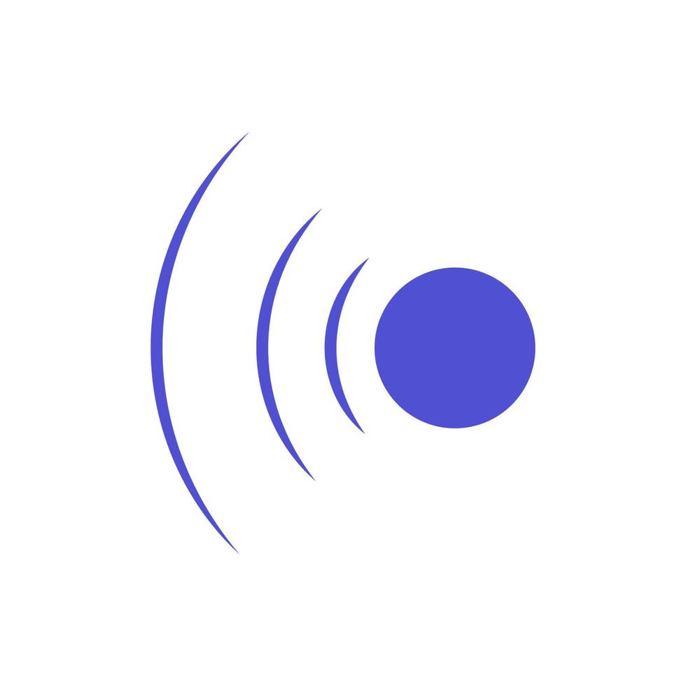 Echo sonar waves. Blue radar symbol on sea and ultrasonic signal