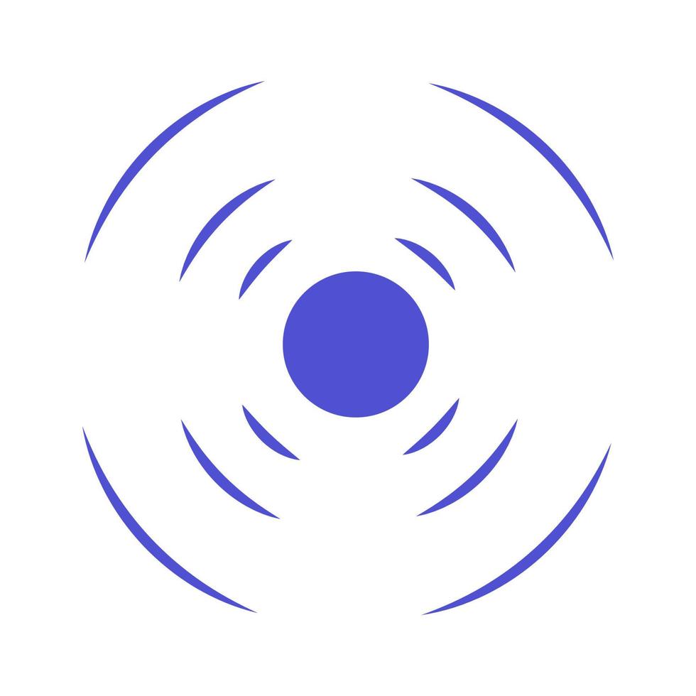 Echo sonar waves. Blue radar symbol on sea and ultrasonic signal