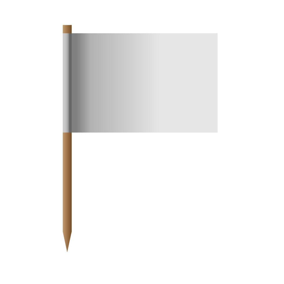 Realistic white flag isolated on background. 3D pillar blank pole. Icon flagpole element and soft layout concept vector illustration.