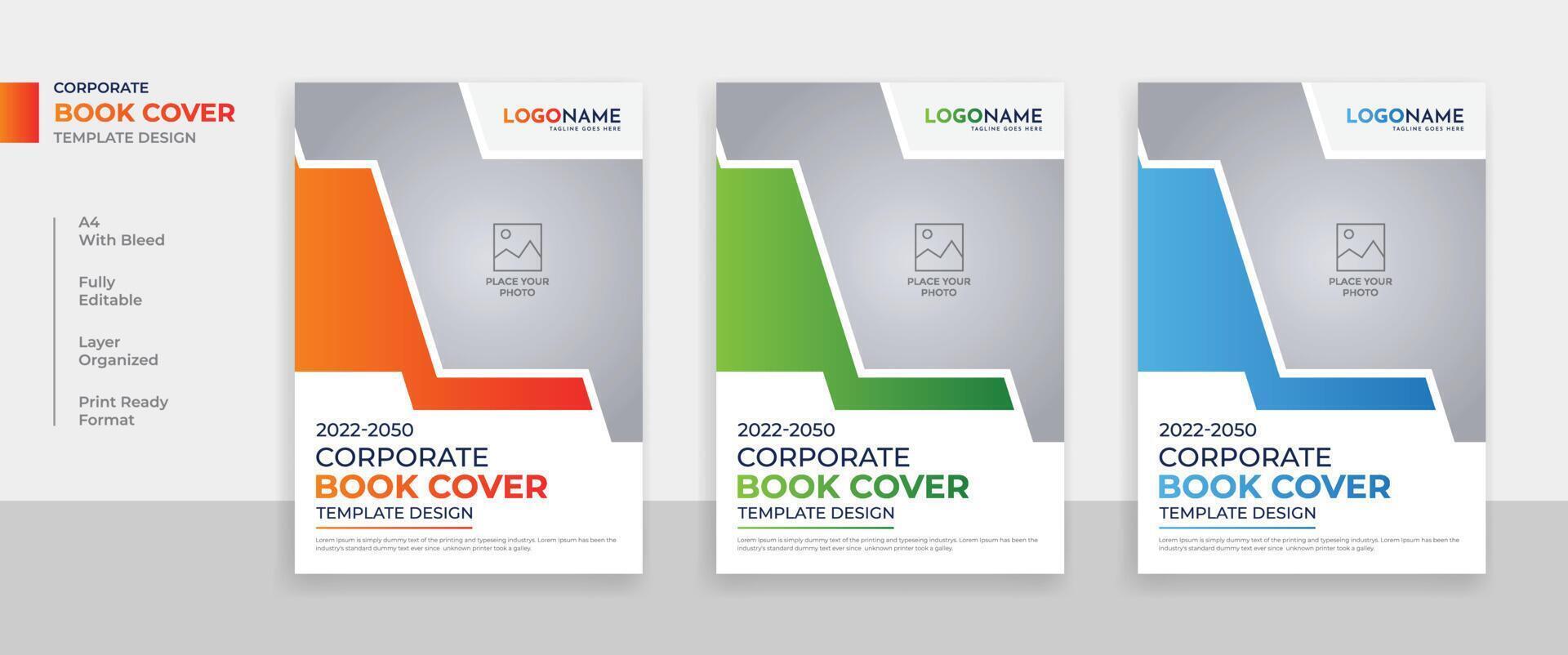 Corporate business book cover or annual report flyer design template vector