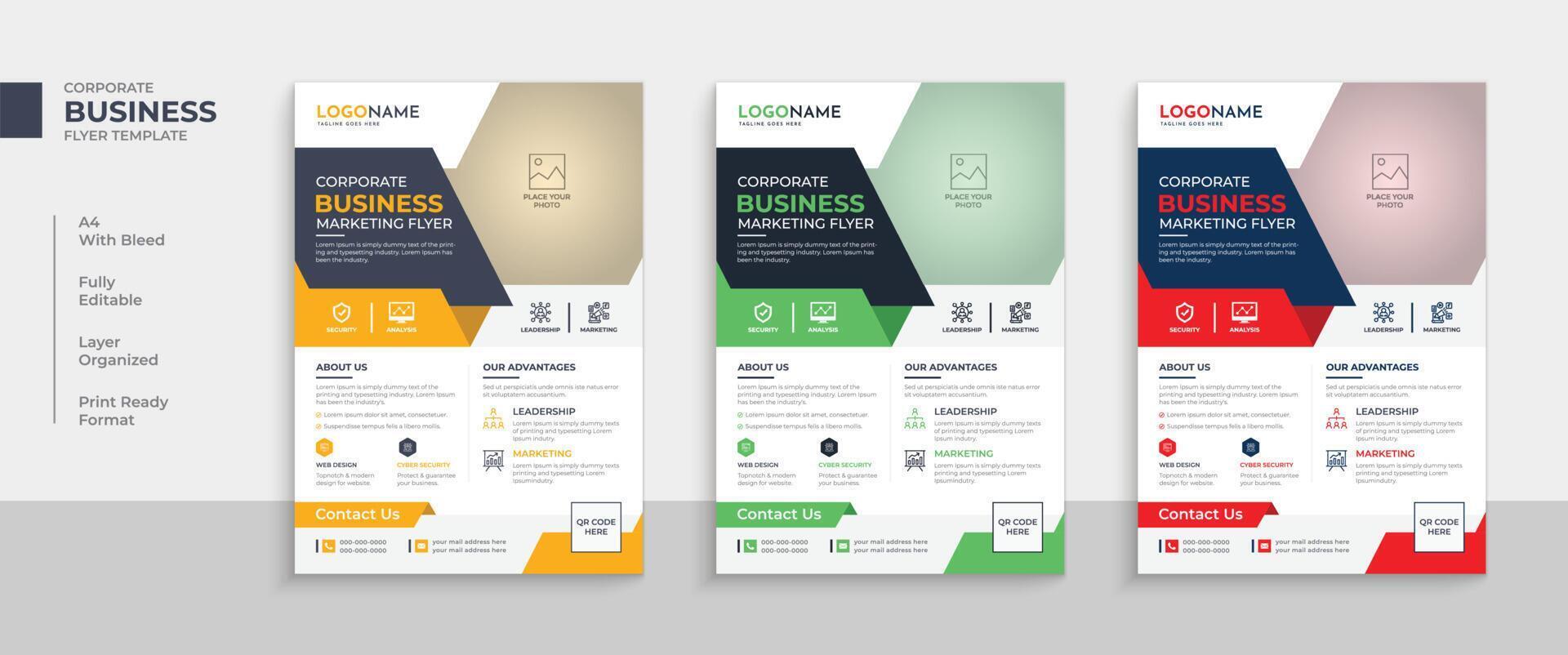 Modern corporate business flyer design or marketing flyer template layout design vector
