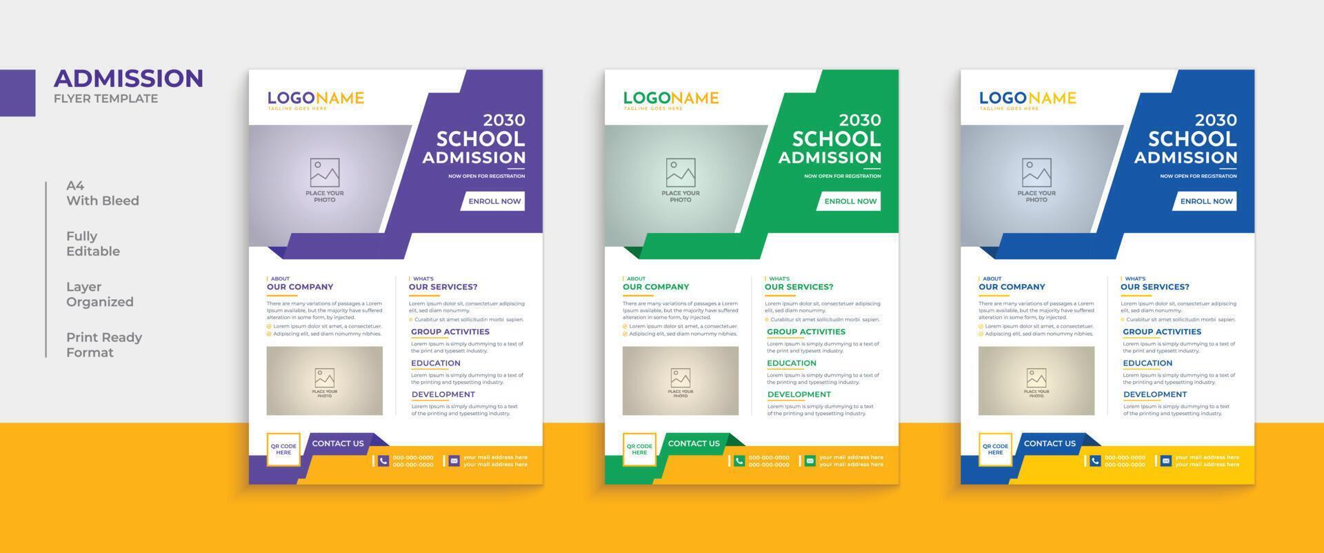 Kid's school education admission creative flyer template design vector
