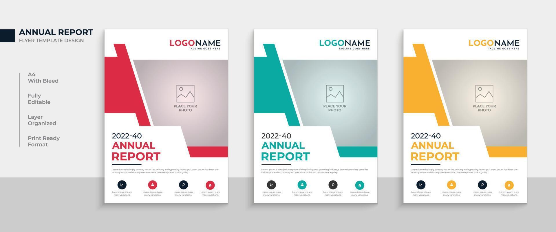 Multipurpose corporate business annual report flyer design with modern book cover template vector