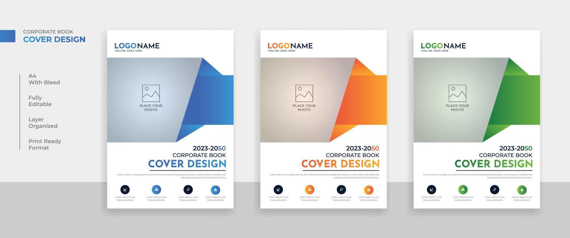 Creative corporate business annual report book cover or flyer template design vector