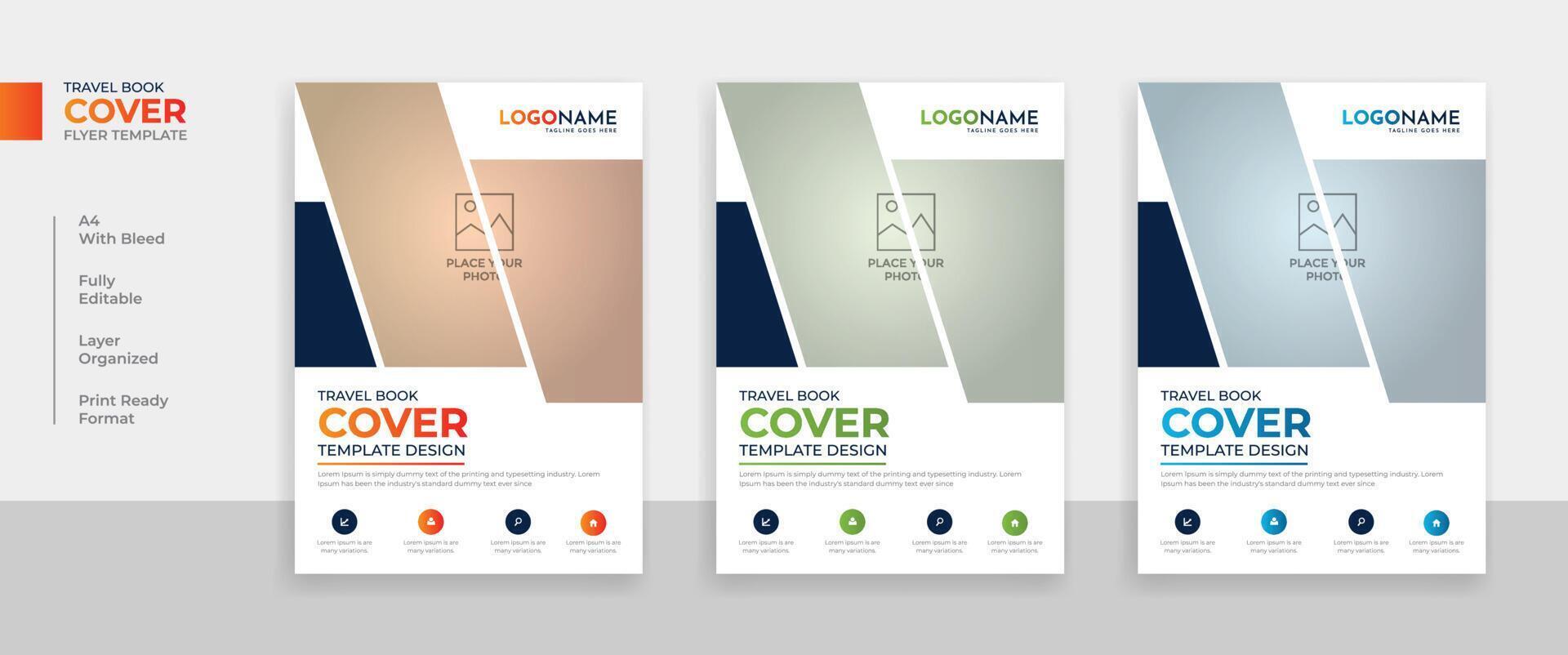 Multipurpose travel annual report book cover or flyer design template vector