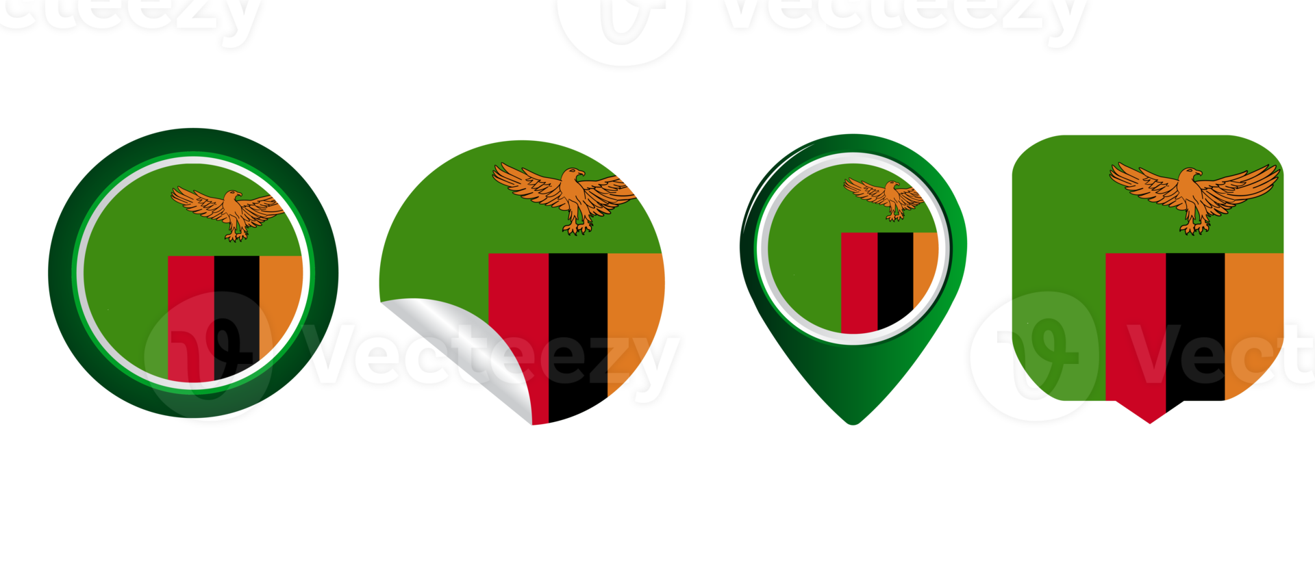 ilustración de símbolo de icono plano de bandera de zambia png