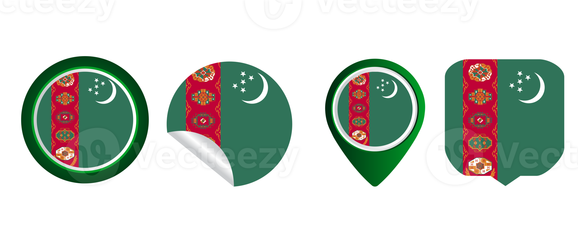 Turkmenistan flag flat icon symbol illustration png