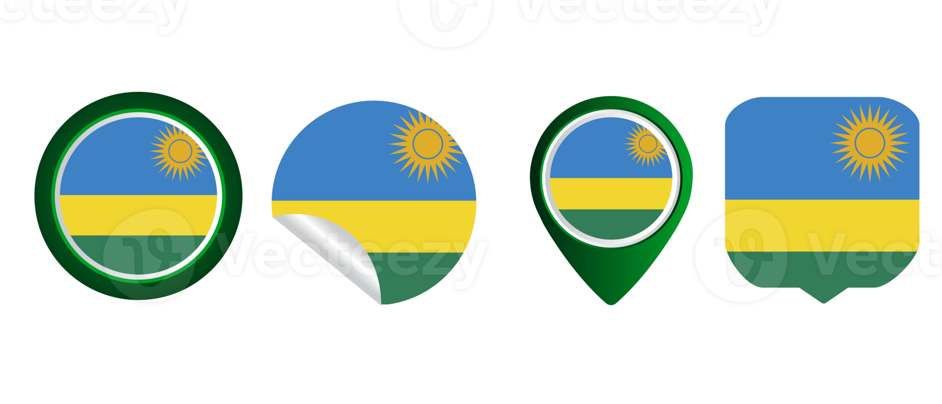 Rwanda flag flat icon symbol illustration png