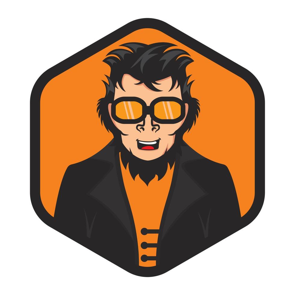 Geek Monkey mascot logo design. Gaming monkey vector illustration design.