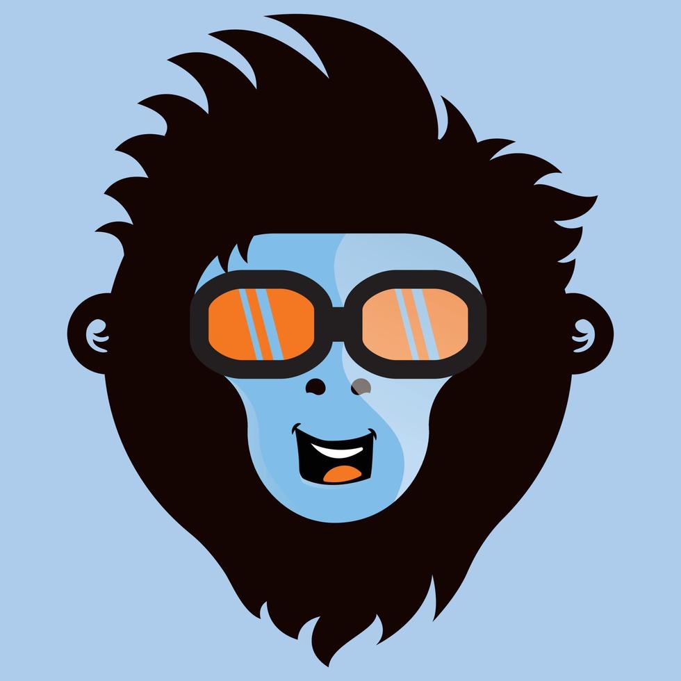mono genial con el vector del logo de las gafas. diseño de logotipo de vector de mono.