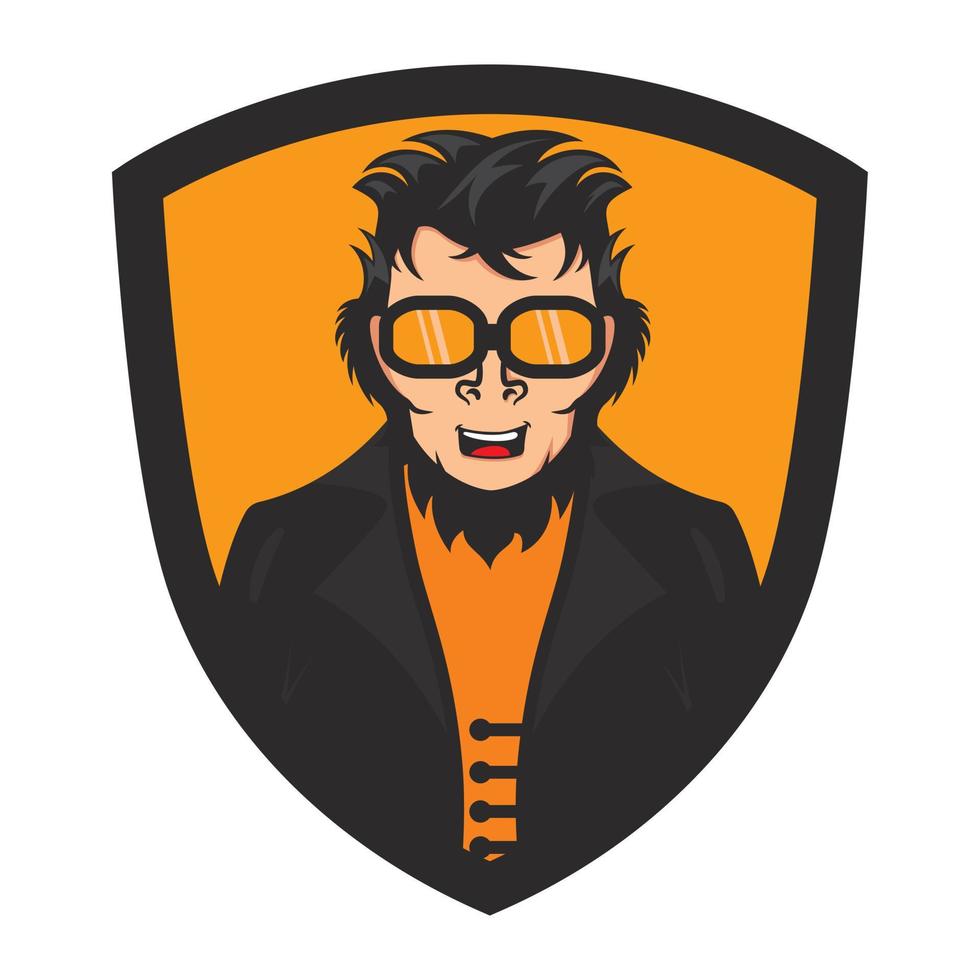 Geek Monkey mascot logo design. Gaming monkey vector illustration design.