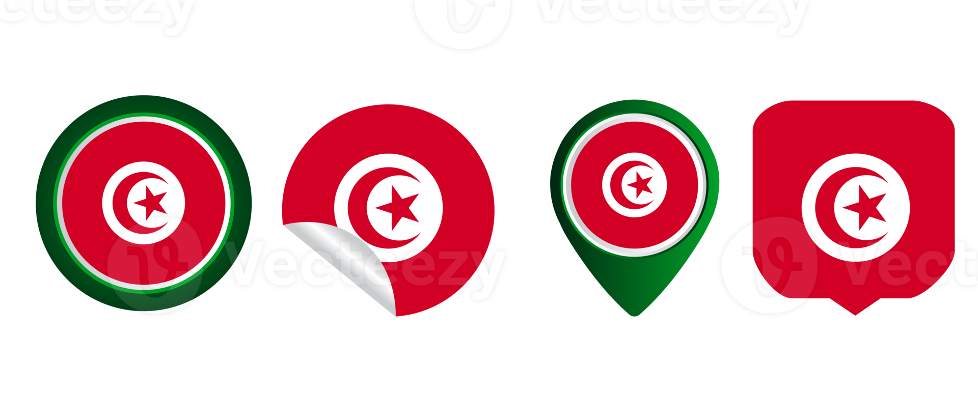 ilustração de símbolo de ícone plano de bandeira da tunísia png