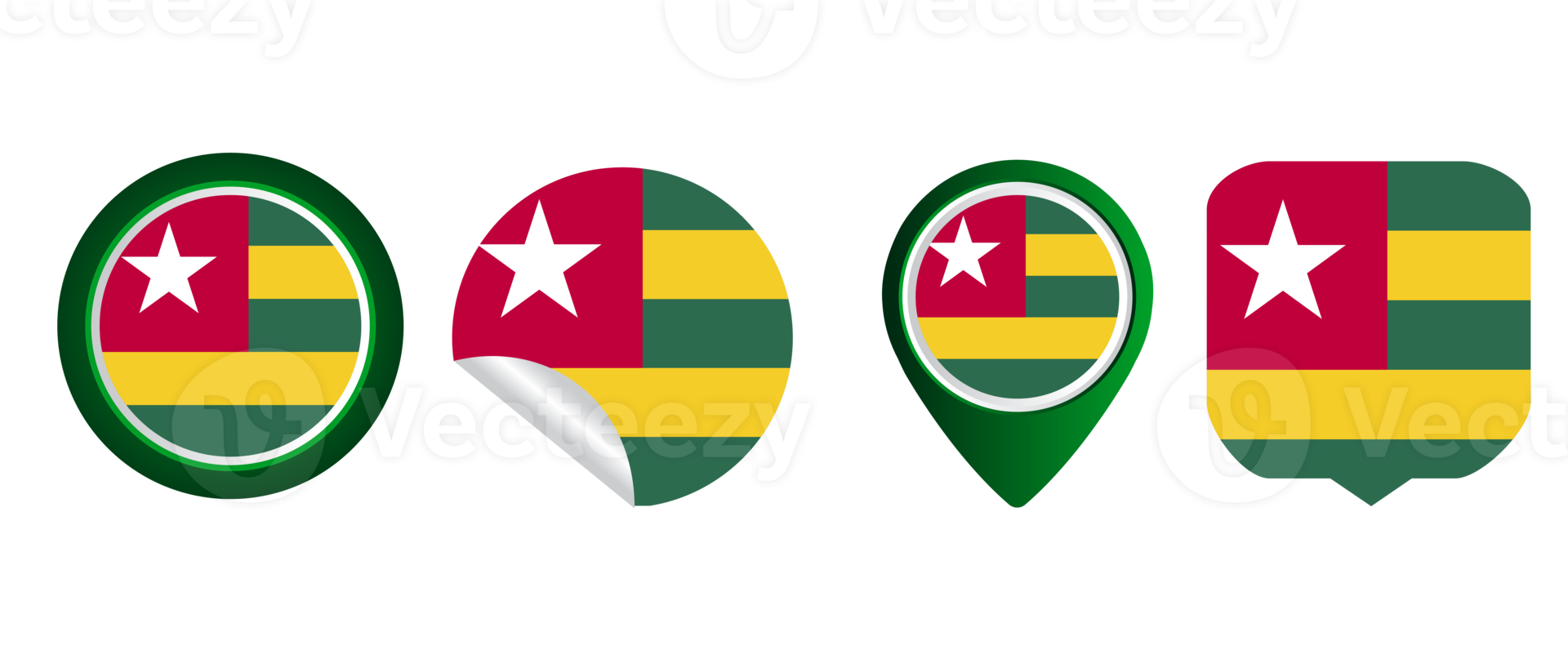 Togo flag flat icon symbol illustration png