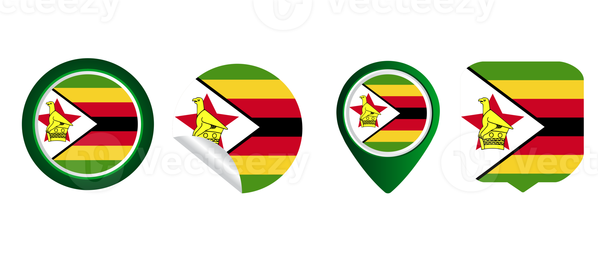 Zimbabwe flag flat icon symbol illustration png