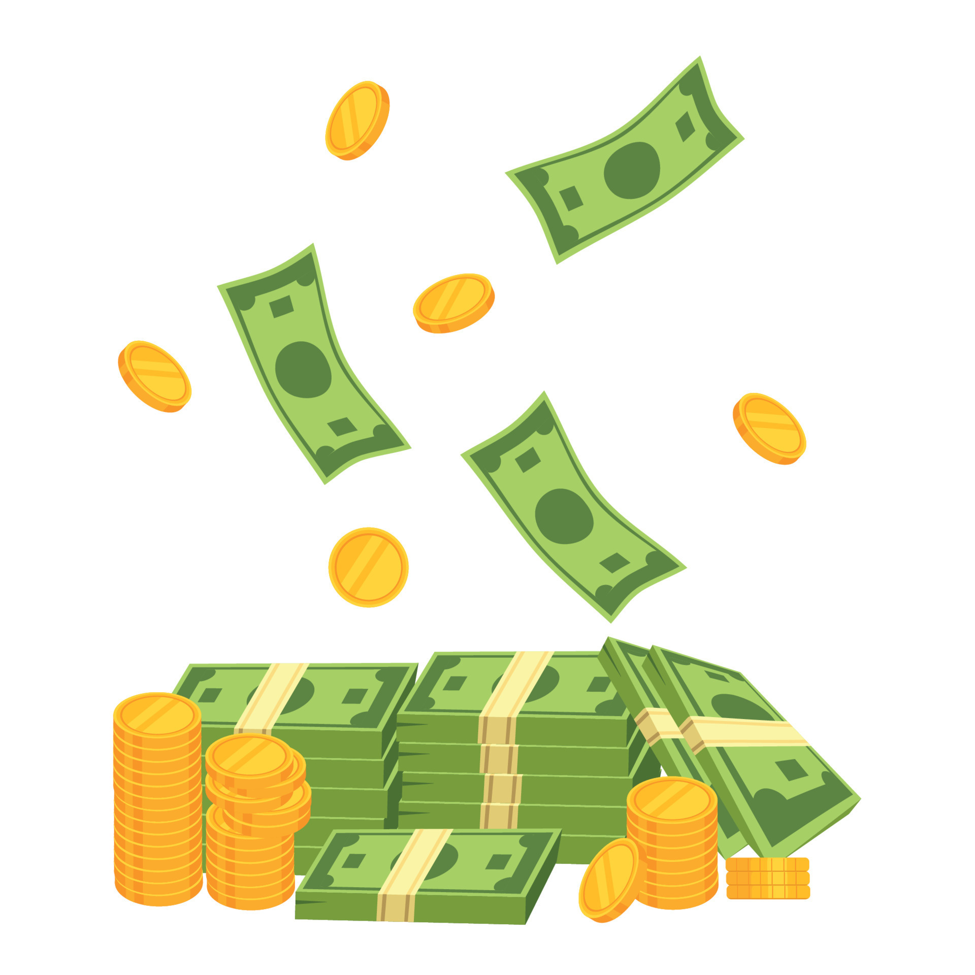 green-banknotes-and-gold-coins-cartoon-vector-illustration-bills-are