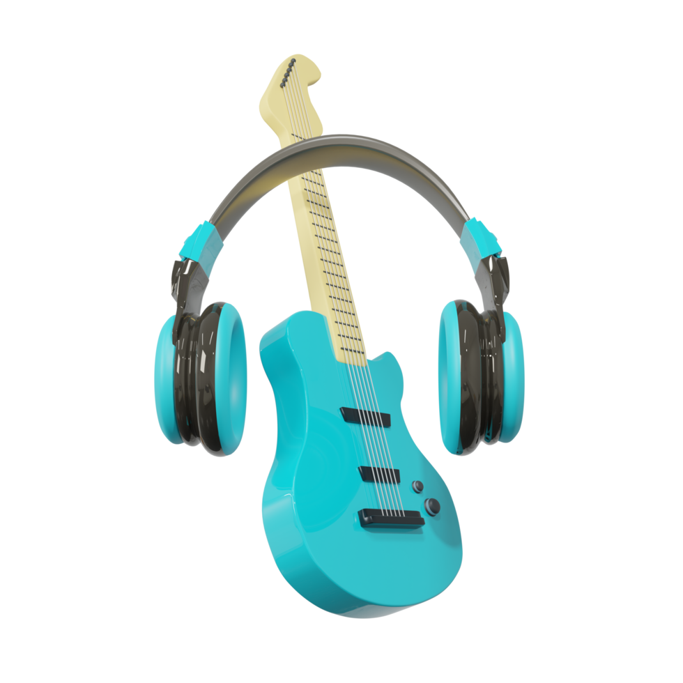 Kopfhörer mit Gitarre 3D-Icon-Rendering png