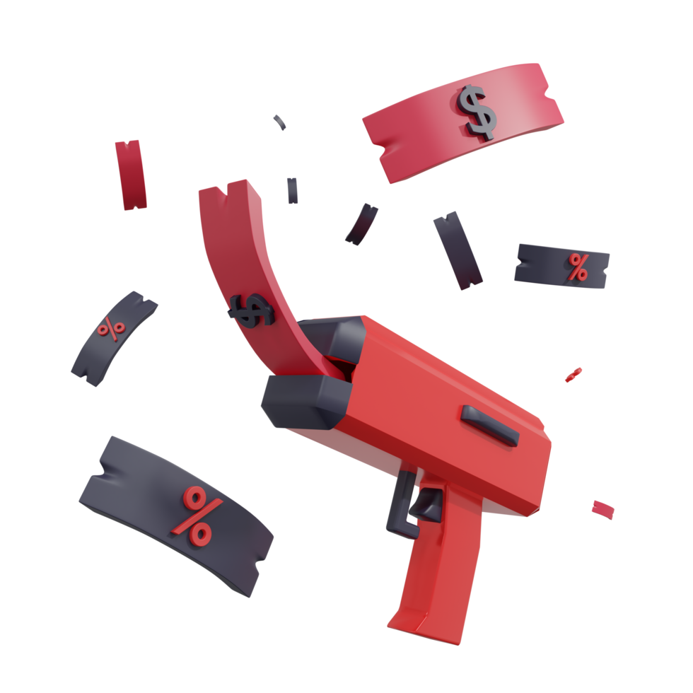 3D discount icon promotion, 3d money gun icon 12892525 PNG