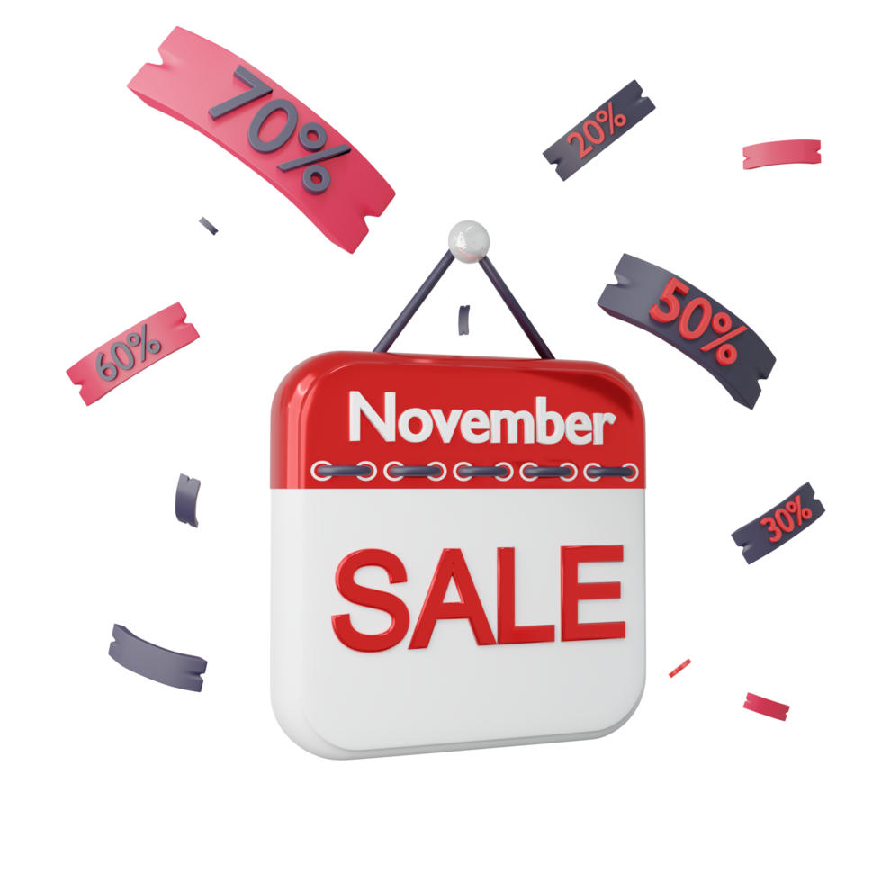 3D Calendar icon with promotion sale discount png