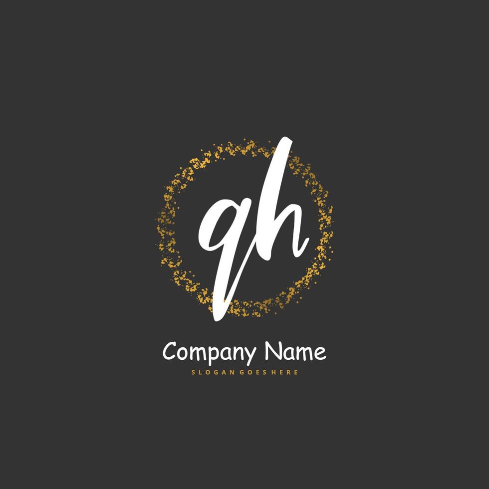 Q H QH Initial handwriting and signature logo design with circle. Beautiful design handwritten logo for fashion, team, wedding, luxury logo. vector