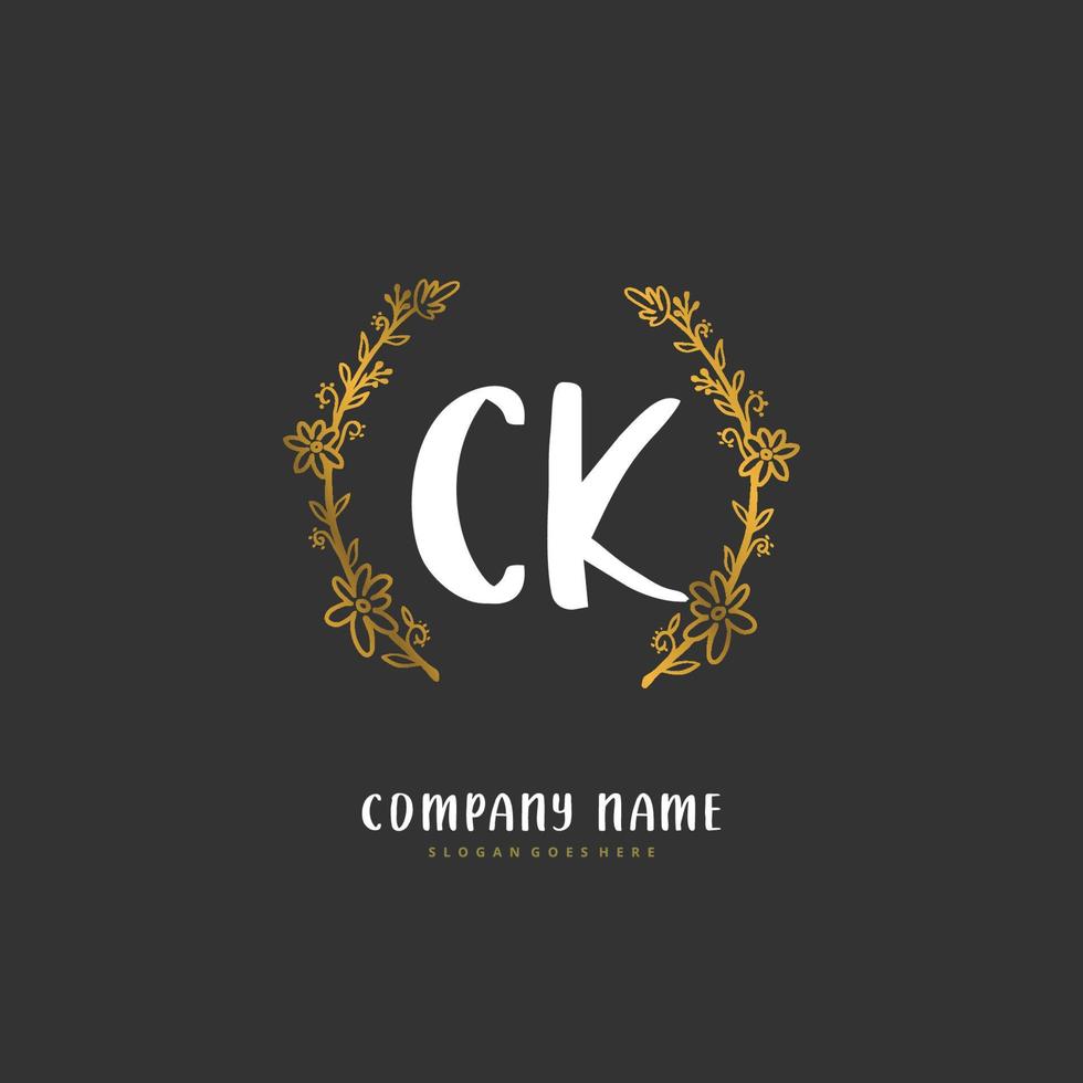 C K CK Initial handwriting and signature logo design with circle. Beautiful design handwritten logo for fashion, team, wedding, luxury logo. vector