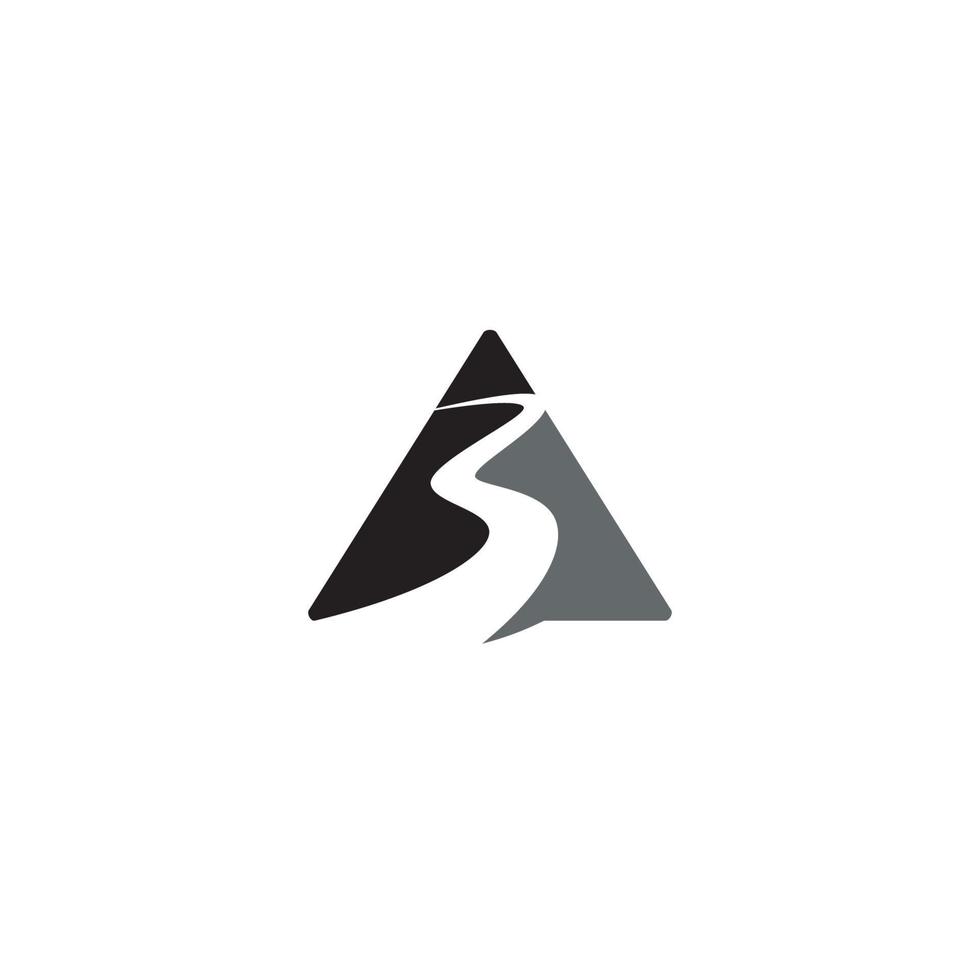 diseño de logotipo o icono de triángulo y vía o río vector