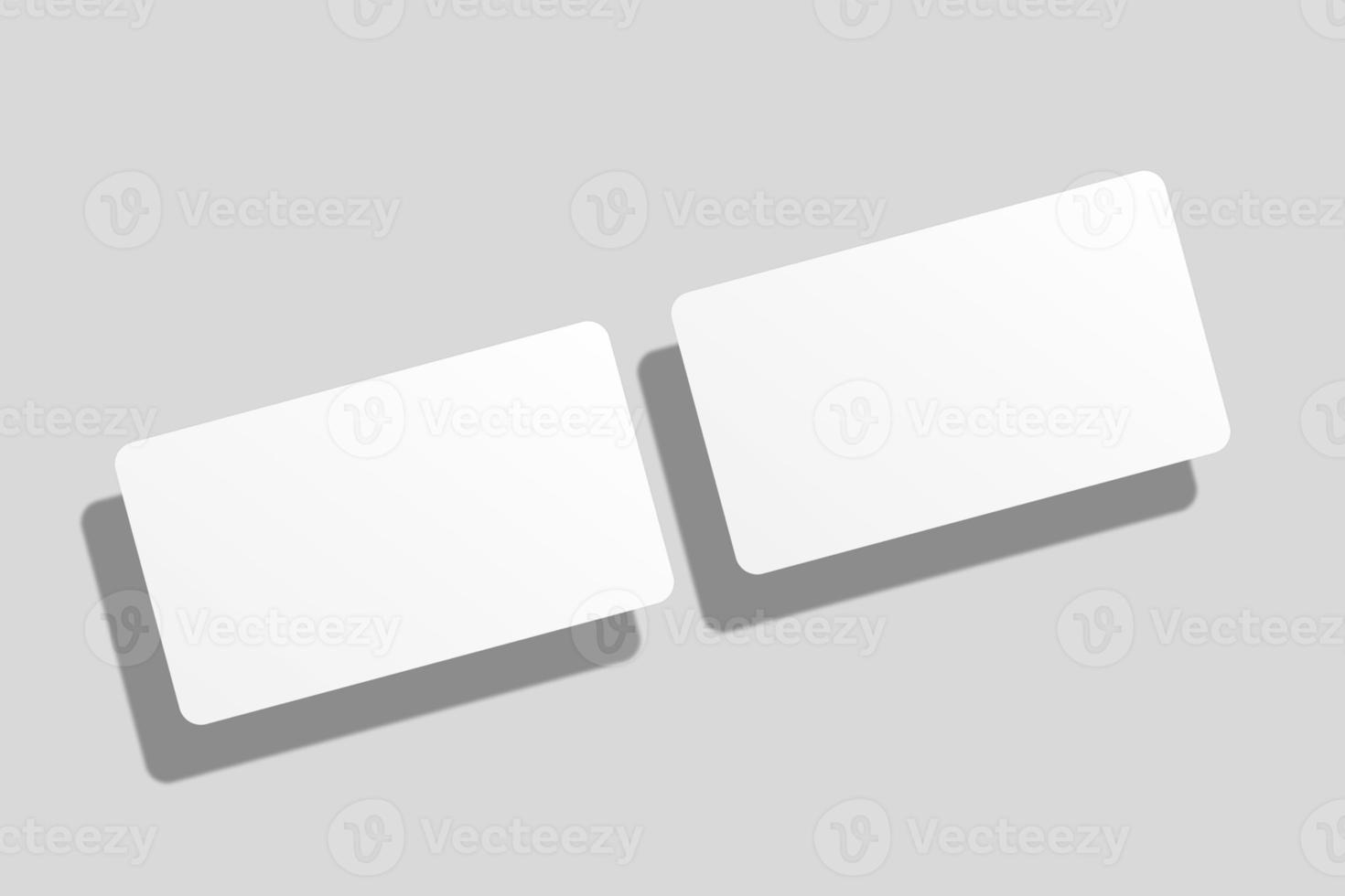 Realistic blank floating business card illustration for mockup. 3D Render. photo