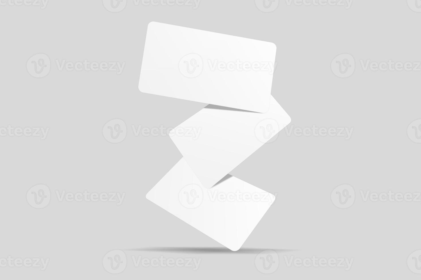 Realistic blank floating business card illustration for mockup. 3D Render. photo