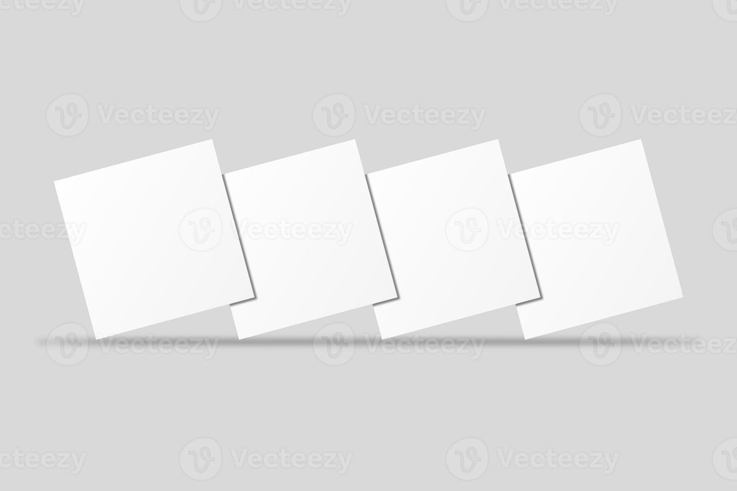 Realistic blank square business card illustration for mockup. 3D Render. photo