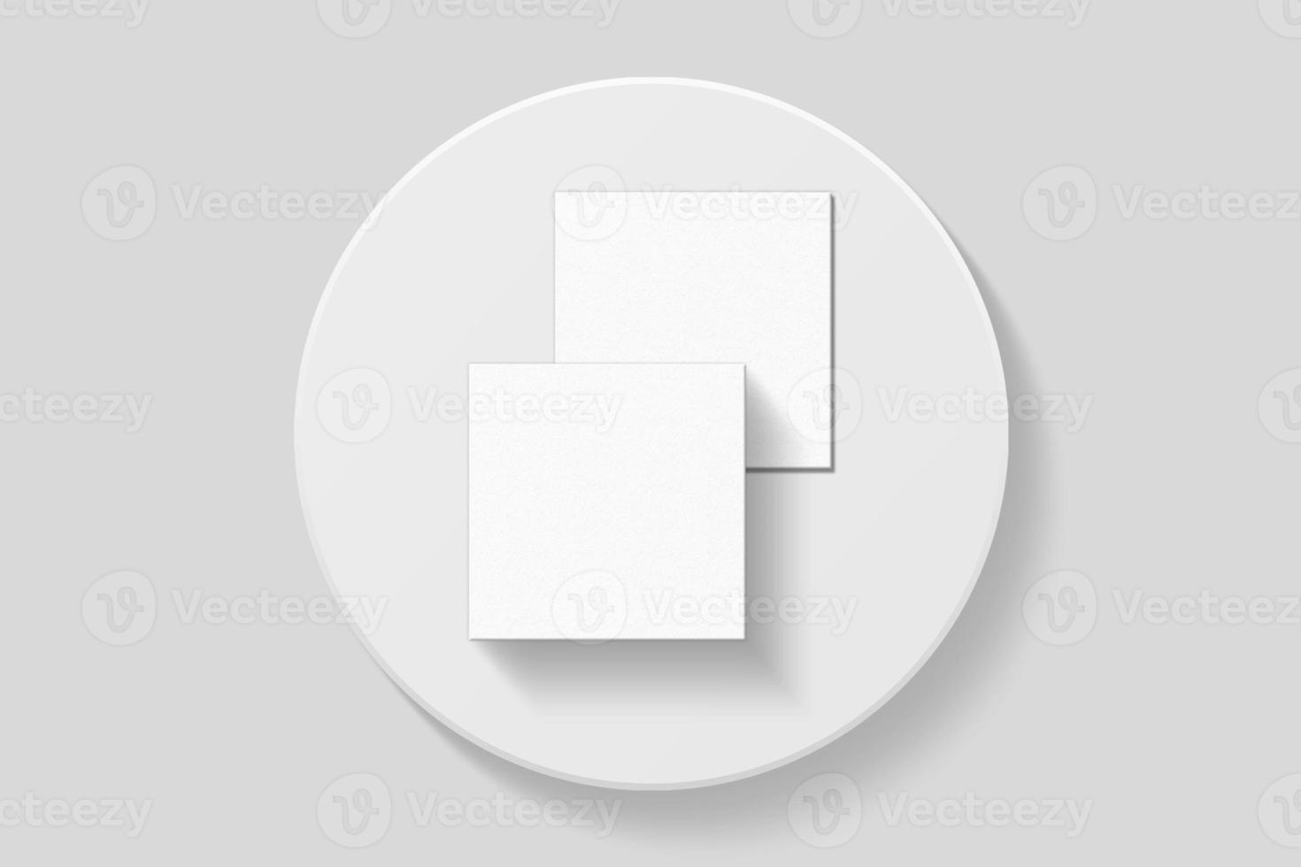 Realistic blank square business card illustration for mockup. 3D Render. photo