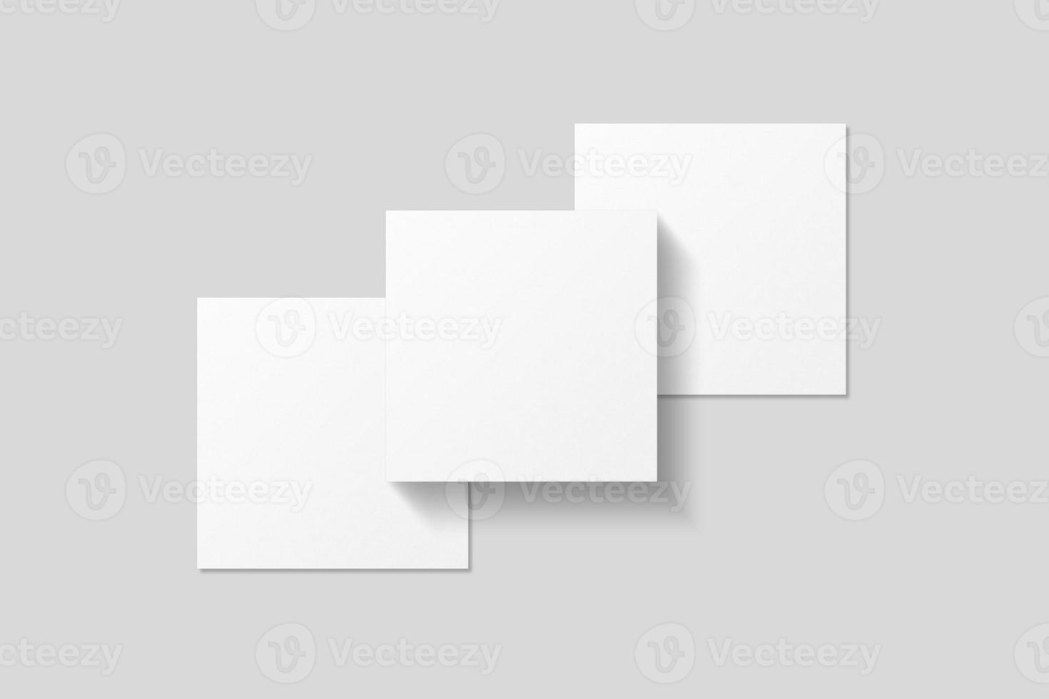 Realistic blank square business card illustration for mockup. 3D Render. photo